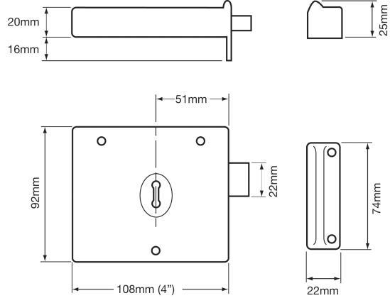 Union 1116 Rim Lock Dimensions